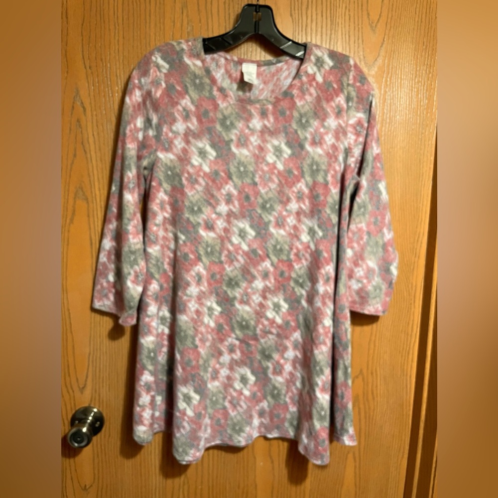 Tee for the Soul Tunic in Pink and Gray Fleece